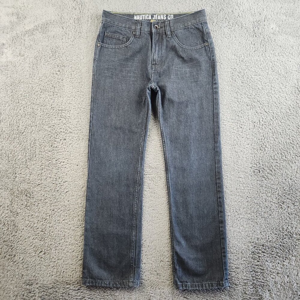 Boy's Slim Fit Nautica Jeans Size 12‎ Dark Wash Straight Leg Cotton Blend 26x27